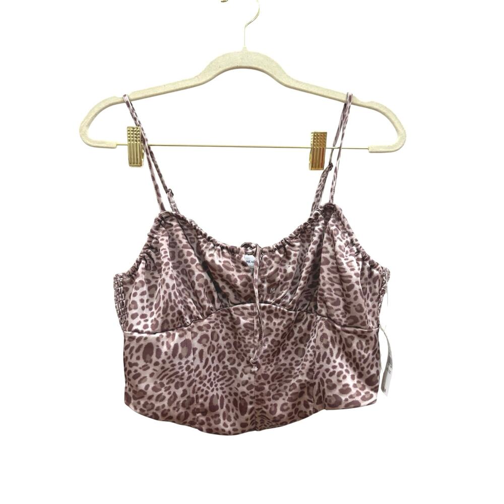 La Hearts Leopard Satin cropped Cami